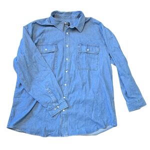 Dakota Work Shirt Denim Chambray Casual Pearl Snap Size 3XL Western Farmhouse